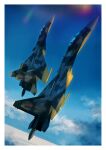  ace_combat ace_combat_04 aircraft airplane blue_sky cloud cloudy_sky day emblem fighter_jet highres horizon jet military military_vehicle outdoors sky su-37 timmyyen yellow_13 yellow_4 yellow_squadron 