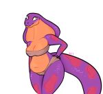  2020 anthro breasts clothing female hi_res keeshee ncs purple_body reptile scalie simple_background smile snake snake_hood solo spots white_background yellow_eyes 