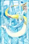  alternate_color animal_focus blue_background blue_theme bubble commentary fish from_side full_body highres ice milotic no_humans pokemon pokemon_(creature) profile shiny_pokemon solo transparent tugu_pi underwater 