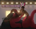  anal anthro antlers balls duo genital_piercing genitals horn humanoid hybrid jackalope lagomorph male male/male mammal masturbation oral penis penis_piercing piercing red_body red_skin reptile rimming scalie sex tattoo zoma zomacaius 