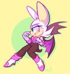  2014 anthro bat_wings breasts chiropteran clothing eyeshadow female footwear fur gloves green_eyes handwear lipstick makeup mammal membrane_(anatomy) membranous_wings rouge_the_bat sega simple_background solo sonic_the_hedgehog_(series) vaporotem white_body white_fur wings 