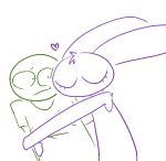  &lt;3 anthro beanie_(roommates) bonnie_(fnaf) clothed clothing duo embrace eyes_closed female five_nights_at_freddy&#039;s fur hair head_tuft hug human lagomorph leporid male male/female mammal mike_schmidt purple_body rabbit rabbit_ears roommates:motha scottgames shirt simple_background t-shirt tank_top the_weaver topwear tuft video_games white_background 
