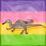  &lt;3 1_horn absurd_res alternate_lesbian_pride_colors cuddling dinosaur duo eyes_closed female female/female feral happy hi_res horn kutv lesbian_pride_colors lgbt_pride pride_color_background pride_color_markings pride_colors reptile scalie simple_background smile striped_back 