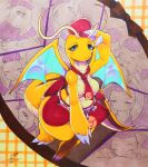  025aki absurd_res anthro blush breasts claws clothing dragon dragonite female hat headgear headwear hi_res looking_at_viewer mammal nintendo pok&eacute;mon pok&eacute;mon_(species) pok&eacute;mon_caf&eacute;_mix solo video_games wings 