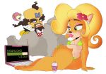  2022 activision anthro barefoot bikini breasts clothing coco_bandicoot computer crabtopus crash_bandicoot_(series) doctor_neo_cortex duo feet female fur hi_res human humanoid laptop lips male male/female mammal masturbation swimwear thick_lips thick_thighs video_games wide_hips 