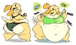  2022 animal_crossing anthro belly belly_overhang big_belly big_breasts big_butt bottomwear bra breasts burger butt canid canine canis cellulite clothing dessert digital_media_(artwork) domestic_dog doughnut english_text female food hi_res hyper hyper_belly isabelle_(animal_crossing) looking_back mammal morbidly_obese morbidly_obese_anthro morbidly_obese_female navel nintendo obese obese_anthro obese_female onomatopoeia overweight overweight_anthro overweight_female redphlannel shih_tzu solo sound_effects sports_bra text thick_thighs toy_dog underwear video_games weight_gain wide_hips 