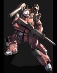  beam_rifle black_background cannon energy_gun guncannon gundam highres magazine_(weapon) mecha mobile_suit_gundam no_humans robot solo takahashi_masaki thrusters weapon 