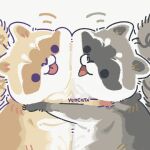  2022 black_eyes black_nose brown_body dot_eyes duo embrace feral grey_body hug mammal open_mouth procyonid raccoon tongue tongue_out yencatx 