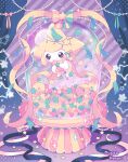  blush closed_mouth commentary_request highres holding in_container jippe jirachi looking_down no_humans pokemon pokemon_(creature) signature smile solo sparkle star_(symbol) tanabata 