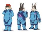  anthro blush bulge butt canid canine canis clothing crossover domestic_dog duo general_pepper headgear headwear hi_res korosuke lagomorph leporid looking_at_viewer male mammal metroid nintendo peppy_hare rabbit skinsuit star_fox tight_clothing video_games zero_suit 