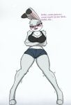  anthro big_breasts blush bottomwear breasts clothing comic disney female hi_res hotpants judy_hopps pace-maker shaking shorts solo thick_thighs trembling zootopia 