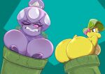  2021 alien anthro bedroom_eyes bent_over big_breasts big_butt breasts butt clothing container crown cup curvy_figure detailed_background dialogue digital_media_(artwork) english_text eyeshadow female female/female fingers goblet grey_eyes half-closed_eyes hat headgear headwear hourglass_figure huge_breasts huge_butt joelasko koopa koopa_troopa kylie_koopa lipstick looking_at_viewer lying makeup mario_and_luigi_(series) mario_bros narrowed_eyes nintendo nipples non-mammal_breasts not_furry nude one_leg_up outside partners_in_time princess_shroob purple_body purple_skin raised_leg reptile scales scalie seductive shroob smile solo talking_to_viewer text thick_thighs video_games voluptuous wide_hips yellow_body yellow_scales 