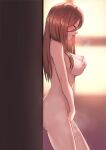  1girl against_wall amog ass between_legs blush breasts breath brown_hair closed_eyes commentary_request completely_nude female_ejaculation female_masturbation fingering from_side go-toubun_no_hanayome hand_between_legs highres indoors large_breasts long_hair masturbation nakano_miku nipple_tweak nipples nude open_mouth pussy pussy_juice self_fondle sidelocks solo standing textless_version translation_request window 