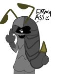  anthro arthropod big_butt blandonproductions butt female gesture grey_body grey_scales insect looking_at_viewer looking_back middle_finger open_mouth scales scalie sentence silverfish silvery_(blandonproductions) smile solo 