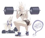  abs absurd_res ambiguous_gender anthro barbell bench_press bent_over biceps bodily_fluids breasts butt canid canine canis clothing digital_media_(artwork) duo english_text exercise female footwear fur gym hair hi_res human id_card jackal long_hair lying mammal muscular muscular_anthro nanokindred on_back open_mouth pecs rear_view shoes simple_background smile squating sweat tail_motion tailwag tears teeth text topwear weightlifting weights white_body white_fur white_hair workout workout_clothing 