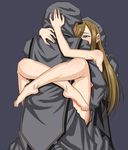  1girl anal barefoot blue_eyes brown_hair double_penetration hair_over_one_eye hetero leg_lock nude sex shunzou tales_of_(series) tales_of_the_abyss tear_grants vaginal 