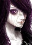 bukkake copyright_request cum facial inuboe purple_eyes purple_hair solo tears 