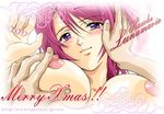  blush breast_grab breasts christmas grabbing gundam gundam_seed gundam_seed_destiny large_breasts lunamaria_hawke nipples nolia purple_eyes red_hair short_hair 