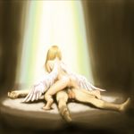  1girl after_sex afterglow angel angel_wings anus ass barefoot blonde_hair censored cowgirl_position cum cum_in_pussy feet girl_on_top hetero long_hair nude o72 original penis pussy straddling testicles wings 