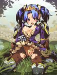  armor bad_id bad_pixiv_id blue_eyes blue_hair breasts cum cum_on_body cum_on_breasts cum_on_upper_body fantasy_earth_zero medium_breasts open_clothes open_shirt panties pantyhose shirt sitting skirt skirt_lift solo super_zombie torn_clothes torn_legwear twintails underwear 