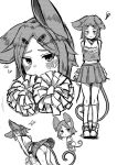  1girl alternate_hairstyle animal_ears ass bangs blush breasts cheerleader chibi closed_mouth commentary_request floppy_ears full_body ginger_ale_(syouga_6383) greyscale hair_ornament hairclip looking_at_viewer midriff monochrome mouse_ears mouse_girl mouse_tail multiple_views navel nazrin panties pom_pom_(cheerleading) shoes short_hair simple_background skirt small_breasts sneakers socks squiggle standing swept_bangs tail touhou underwear 