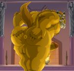  anthro anus balls beast_(disney) beauty_and_the_beast bent_over blue_eyes brown_body brown_fur brown_hair butt claws disney erection eyebrows facial_hair fangs fireplace fur gedesulobito genitals goatee grin hair hi_res horn inside legs_together male mammal monster penis purple_wall raised_tail smile solo spread_anus spread_butt spreading standing teeth thick_eyebrows tight_ass 