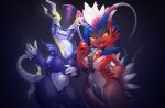  anthro blue_body breasts duo existenc3 featureless_breasts featureless_crotch female hi_res legendary_pok&eacute;mon multicolored_body nintendo pok&eacute;mon red_body video_games 