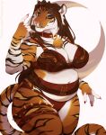  absurd_res anthro beckoning bell bell_collar belly black_body black_fur brown_hair clothing collar curvy_figure felid female fur garter_belt garter_straps gesture hair hervy_(uchoa) hi_res lingerie looking_at_viewer mammal orange_body orange_fur pantherine slightly_chubby solo thick_thighs tiger vexstacy voluptuous white_body white_fur wide_hips 