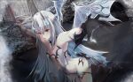  1girl dragon_girl fairy_knight_lancelot_(final_ascension)_(fate) fate/grand_order fate_(series) highres long_hair minestrongzzz revealing_clothes very_long_hair white_hair wings yellow_eyes 
