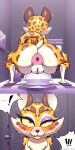  absurd_res anthro anus big_butt blush butt clawroline felid female fur genitals hi_res huge_butt kirby_(series) lollipopcon mammal nintendo pantherine puffy_anus pussy solo spots spotted_body spotted_fur toilet video_games 