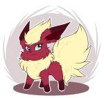  absurd_res big_tail blue_eyes brp-art eeveelution fak&eacute;mon female feral flareon fluffy hi_res nintendo pinsel_rhead pok&eacute;mon pok&eacute;mon_(species) simple_background smile smirk solo video_games 