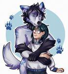 anthro canid canine canis duo embrace female hi_res hug human kiri-anko love male male/female mammal paws romantic wolf 