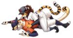  2022 absurd_res anthro baseball_uniform belt clothing digital_media_(artwork) domestic_cat duo felid feline felis female footwear hat headgear headwear hi_res male mammal pantherine pgm300 plantigrade shoes signature simple_background socks sportswear tiger uniform white_background 