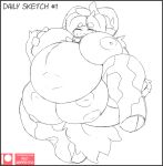  anthro belly big_belly big_breasts bovid breasts caprine clothing comic digital_media_(artwork) domestic_sheep english_text female fur hair male mammal neo_geppetto nipples open_mouth overweight overweight_female patreon patreon_logo remi_(neo_geppetto) sheep simple_background slightly_chubby smile solo teats text thick_thighs udders wide_hips 