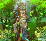 anthro bottomwear canid canine canis clothing determined forest forest_background kydron kydronaegis light loincloth male mammal melee_weapon muscular muscular_male nature nature_background nipples plant polearm ruins solo spear sunlight tree tribal weapon wolf 