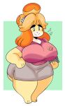  absurd_res animal_crossing anthro big_breasts bottomwear breasts canid canine canis clothing domestic_dog female hi_res isabelle_(animal_crossing) lewd_dorky mammal miniskirt nintendo shih_tzu shirt skirt solo thick_thighs topwear toy_dog video_games 