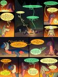  absurd_res camp campfire comic dinosaur dragon dragonscape drekir dromaeosaurid female feral forest forl_(thepatchedragon) group hi_res male mountain night oli_(thepatchedragon) plant post-apocalyptic ralan_(thepatchedragon) reptile scalie text thepatchedragon theropod tree tribal tribal_clothing trio 