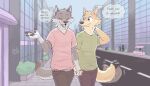  anthro blush building canid canine canis domestic_dog duo english_text hand_holding male male/male mammal owlblack_53 speech_bubble tail_motion tailwag text 
