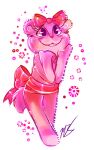  2015 accessory azula-griffon buckteeth chipmunk digital_media_(artwork) eyelashes female fur giggles_(htf) ground_squirrel happy_tree_friends mammal pink_body pink_fur ribbons rodent sciurid scut_tail semi-anthro short_tail signature simple_background smile solo teeth white_background 
