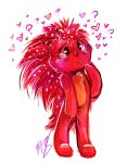  &lt;3 2015 azula-griffon blush buckteeth confusion female flaky_(htf) fur hair happy_tree_friends mammal porcupine question_mark red_body red_fur red_hair rodent semi-anthro signature simple_background solo standing teeth white_background 