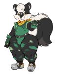  belt bitfly boots clothing combat_boots exposed_leg footwear hi_res leg_paint leotard male mammal mephitid seymour skunk thick_thighs thong_leotard utility_belt warpaint wide_hips 