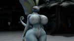  16:9 2021 3d_(artwork) anthro aurorus barely_visible_genitalia barely_visible_pussy big_breasts blue_body blue_eyes blue_skin breasts digital_media_(artwork) featureless_breasts female fossil_pok&eacute;mon genitals half-closed_eyes hi_res huge_breasts looking_aside narrowed_eyes nintendo plant pok&eacute;mon pok&eacute;mon_(species) pokesymbiote pussy snow snowy_tree solo source_filmmaker standing symbiote tree video_games wide_hips widescreen 