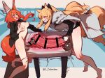  2girls animal_ears animal_penis arknights armor bar_censor bent_over blemishine_(arknights) blonde_hair blush breasts breeding_mount cape censored closed_mouth erection flametail_(arknights) fur-trimmed_cape fur_trim futa_with_futa futanari gigantic_penis highres horse_ears horse_girl horse_penis horse_tail large_penis licking_lips long_hair long_sleeves medium_breasts mirin_chikuwa multiple_girls multiple_penises nipple_tweak nipples open_mouth penis penises_touching red_hair squirrel_ears squirrel_girl squirrel_tail standing tail testicles tongue tongue_out x-ray yellow_eyes 