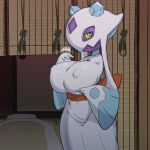  1:1 2021 3_fingers big_breasts blue_eyes breasts female fingers froslass hi_res kaxiota nintendo nipple_outline open_mouth pok&eacute;mon pok&eacute;mon_(species) solo tongue video_games yellow_sclera 