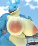  3d_(artwork) anthro areola bedroom_eyes belly big_areola big_breasts blender_(software) blue_body breasts digital_media_(artwork) female hi_res horn huge_breasts lapras looking_at_viewer narrowed_eyes nintendo nipples nude overweight overweight_anthro overweight_female pok&eacute;mon pok&eacute;mon_(species) reptilligator seductive solo thick_thighs video_games wide_hips 