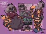  abdominal_bulge ambiguous_gender ambiguous_prey anthro belly belly_overhang big_belly black_body black_fur breasts cat_tail clothing collar comic death digestion dressing duo ear_piercing eerieviolet eyewear fatal_vore felid female female/ambiguous female_pred fur glasses grey_hair hair hi_res hyper hyper_belly io-sera long_hair mammal markings multicolored_body multicolored_fur no_pants open_mouth orange_body orange_fur overweight overweight_female pantherine panties piercing pot_belly red_eyes round_glasses simple_background sitting_on_ground sleeping standing striped_markings stripes thick_thighs tiger tight_clothing time_lapse two_tone_body two_tone_fur underwear vore waking_up weighing_scale weight_gain yawn 
