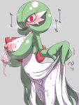  &lt;3 3:4 areola big_breasts big_butt big_hands blush bodily_fluids breasts butt cheek_tuft chest_spike clothed clothing clothing_lift dress dress_lift excessive_pussy_juice facial_tuft female gardevoir genital_fluids glistening glistening_hair glowing glowing_eyes green_body green_clothing green_hair green_skin grey_background hair hanya hi_res japanese_text legs_together looking_at_viewer menacing_(disambiguation) mouthless nintendo nipple_slip nipples noseless pink_areola pink_nipples pok&eacute;mon pok&eacute;mon_(species) pseudo_clothing puffy_areola puffy_nipples pupils pussy_juice pussy_juice_leaking pussy_juice_on_leg red_eyes red_spikes short_hair simple_background solo spikes spikes_(anatomy) sweat sweatdrop sweating_profusely sweaty_breasts sweaty_nipples text tuft video_games white_clothing white_dress white_pupils wide_eyed 