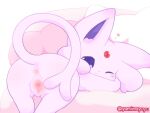  anus blush eeveelution espeon female feral genitals looking_at_viewer nakimayo nintendo one_eye_closed pink_body pok&eacute;mon pok&eacute;mon_(species) purple_eyes pussy solo spread_pussy spreading tail_fetish tail_play video_games 