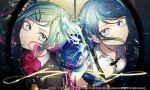  2girls blazer blue_eyes blue_hair bow bowtie closed_mouth collared_shirt copyright_name expressionless floating_hair green_hair hassan_(sink916) hatsune_miku hibana_(vocaloid) highres hoshino_ichika_(project_sekai) jacket leo/need_(project_sekai) long_hair looking_at_viewer multicolored_hair multiple_girls official_art pink_bow pink_bowtie pink_hair plaid plaid_skirt project_sekai shirt sidelocks skirt target two-tone_hair vocaloid 