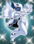  absol abstract_background absurd_res anthro claws female fluffy_fur fur heartlessangel3d hi_res mega_absol mega_evolution nintendo nippleless paws pok&eacute;mon pok&eacute;mon_(species) solo star video_games white_body white_fur wings 